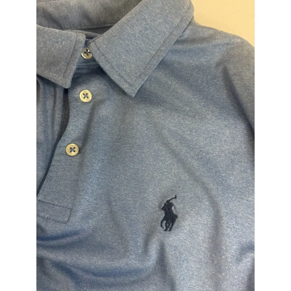 Ralph Lauren Performance Men’s M Blue Short Sleeve Stretch Golf Polo Logo